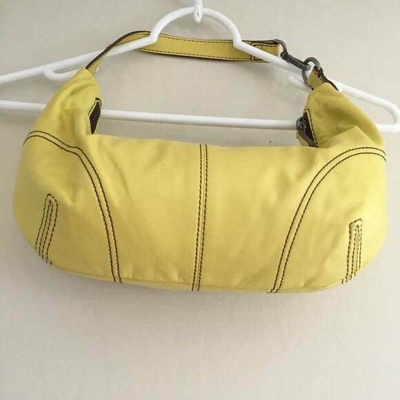 Free People Real World Leather Clutch Shoulder Bag Color Yellow/Limoncello - Picture 3 of 9